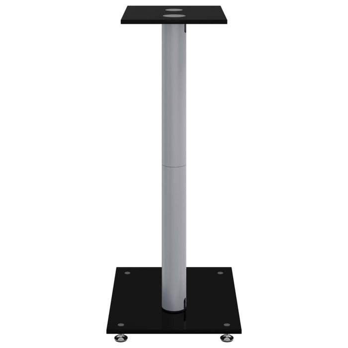 Pedane Casse 2pz Nero Argento Vetro Temperato Design 2 Pilastri