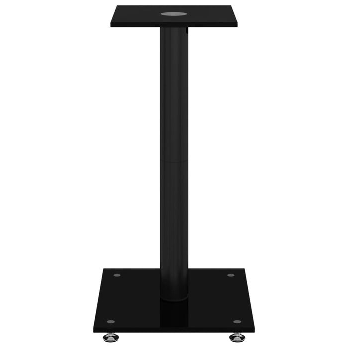 Pedane per Casse 2pz Nero Vetro Temperato Design a 1 Pilastro 51808