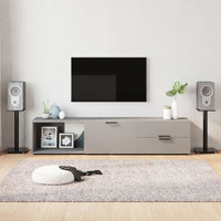 Pedane per Casse 2pz Nero Vetro Temperato Design a 1 Pilastrocod mxl 97087