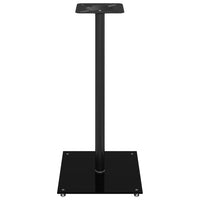 Pedane per Casse 2pz Nero Vetro Temperato Design a 1 Pilastro 51814