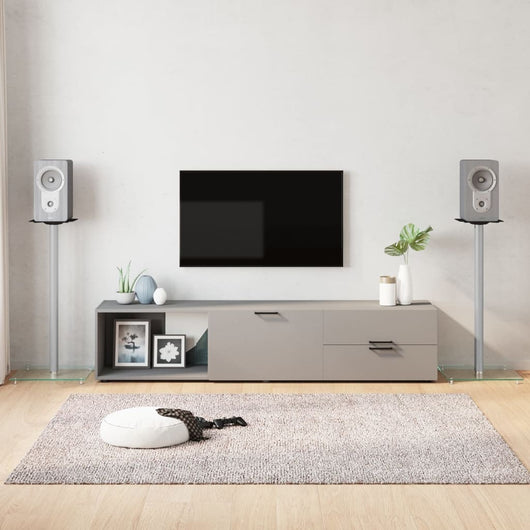 Pedane Casse 2pz Argento Vetro Temperato Design a 1 Pilastro 51815