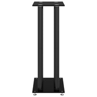 Pedane per Casse 2pz Nero Vetro Temperato Design a 4 Pilastri 51817