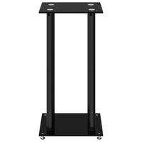 Pedane per Casse 2pz Nero Vetro Temperato Design a 4 Pilastri 51817