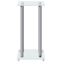 Pedane Casse 2pz Argento Vetro Temperato Design a 4 Pilastri 51819