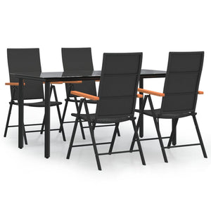 Set da Pranzo da Giardino 5 pz Nero e Marrone in Polyrattan 3156520