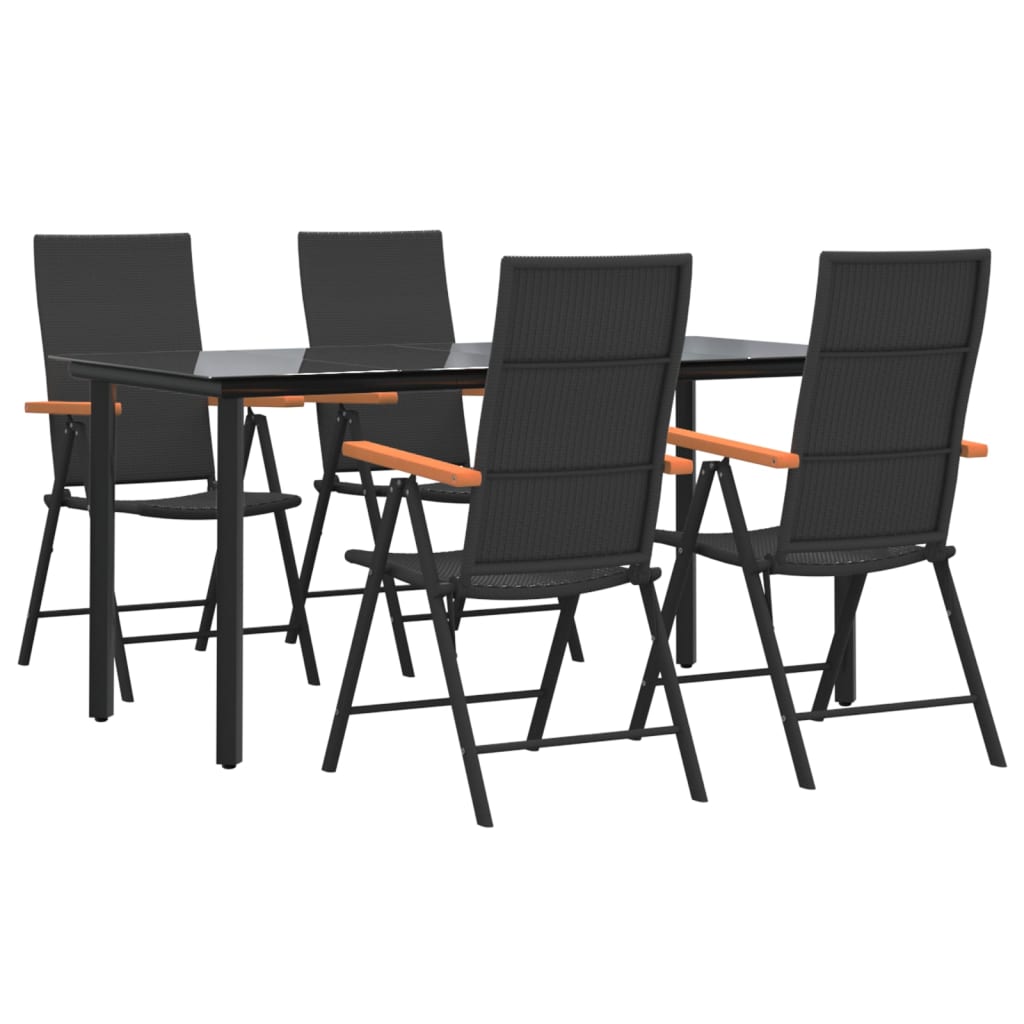 Set da Pranzo da Giardino 5 pz Nero e Marrone in Polyrattan 3156520