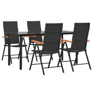 Set da Pranzo da Giardino 5 pz Nero e Marrone in Polyrattan 3156520