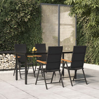 Set da Pranzo da Giardino 5 pz Nero e Marrone in Polyrattan 3156520