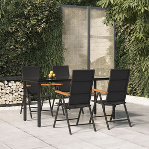 Set da Pranzo da Giardino 5 pz Nero e Marrone in Polyrattan 3156520