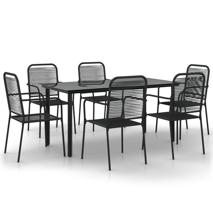 Set da Pranzo da Giardino 7 pz Nero Corda di Cotone e Acciaio 3156537