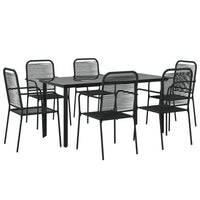 Set da Pranzo da Giardino 7 pz Nero Corda di Cotone e Acciaio 3156537