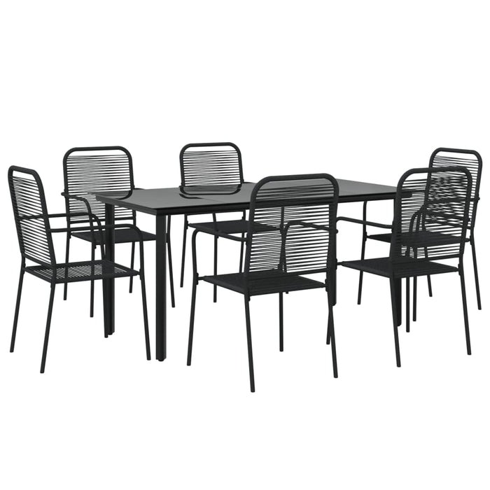 Set da Pranzo da Giardino 7 pz Nero Corda di Cotone e Acciaio 3156537