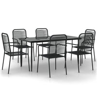 Set da Pranzo da Giardino 7 pz Nero Corda di Cotone e Acciaio 3156541