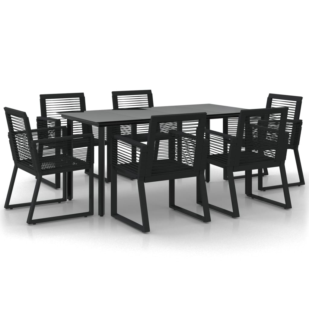 Set da Pranzo da Giardino 7 pz Nero in Rattan PVC 3156545