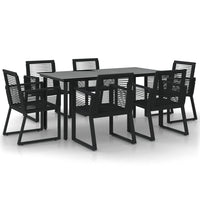 Set da Pranzo da Giardino 7 pz Nero in Rattan PVC 3156545