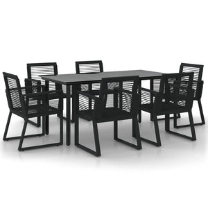 Set da Pranzo da Giardino 7 pz Nero in Rattan PVC 3156545
