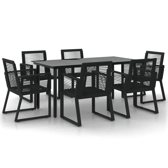 Set da Pranzo da Giardino 7 pz Nero in Rattan PVC 3156545