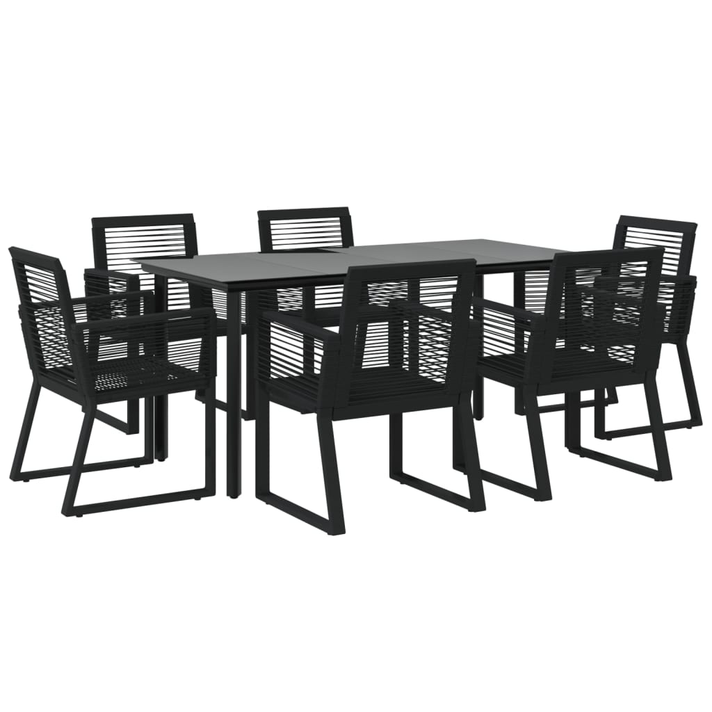 Set da Pranzo da Giardino 7 pz Nero in Rattan PVC 3156545