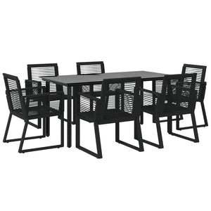 Set da Pranzo da Giardino 7 pz Nero in Rattan PVC 3156545