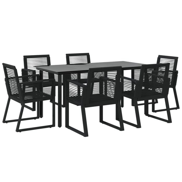 Set da Pranzo da Giardino 7 pz Nero in Rattan PVC 3156545