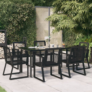 Set da Pranzo da Giardino 7 pz Nero in Rattan PVC 3156545