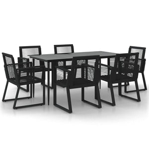 Set da Pranzo da Giardino 7 pz Nero in Rattan PVC 3156549