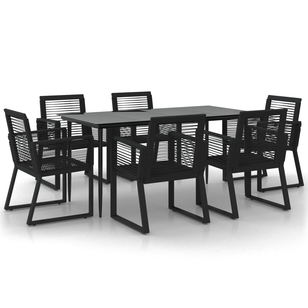 Set da Pranzo da Giardino 7 pz Nero in Rattan PVC 3156549