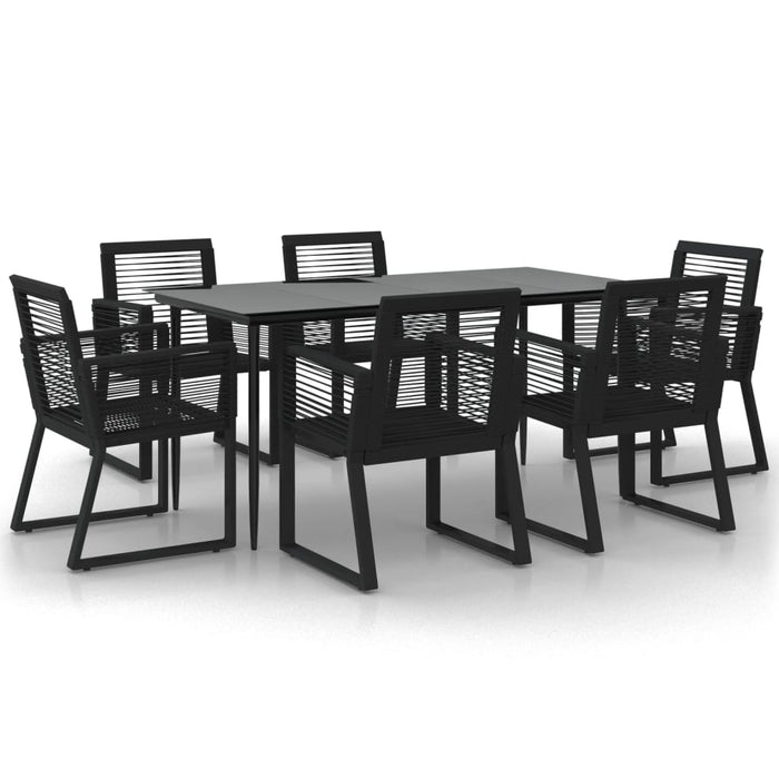 Set da Pranzo da Giardino 7 pz Nero in Rattan PVC 3156549