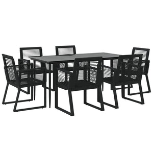 Set da Pranzo da Giardino 7 pz Nero in Rattan PVC 3156549