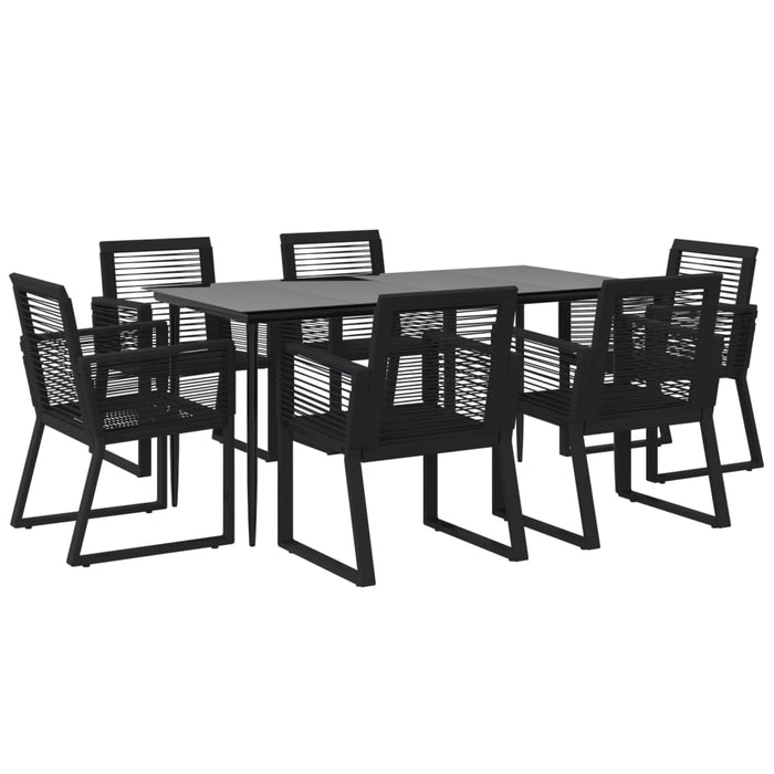 Set da Pranzo da Giardino 7 pz Nero in Rattan PVC 3156549