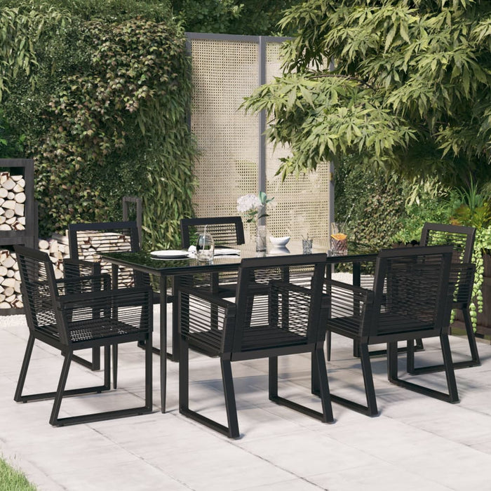 Set da Pranzo da Giardino 7 pz Nero in Rattan PVC 3156549