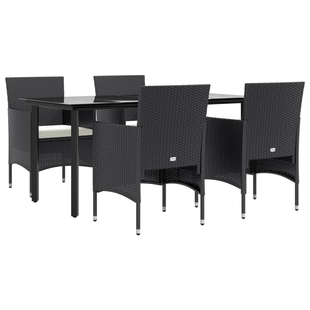 Set da Pranzo da Giardino 5 pz con Cuscini Nero cod mxl 50420