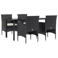 Set da Pranzo da Giardino 5 pz con Cuscini Nero cod mxl 50420