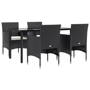 Set da Pranzo da Giardino 5 pz con Cuscini Nero cod mxl 50420