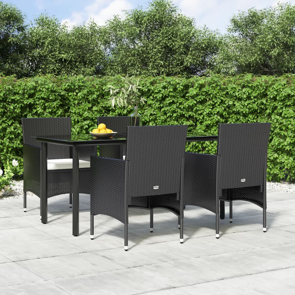 Set da Pranzo da Giardino 5 pz con Cuscini Nero cod mxl 50420