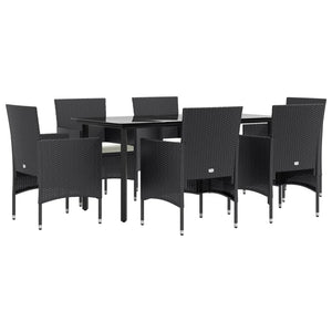 Set da Pranzo da Giardino 7 pz con Cuscini Nero cod mxl 50437