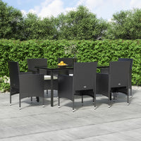 Set da Pranzo da Giardino 7 pz con Cuscini Nero cod mxl 50437