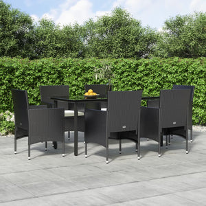 Set da Pranzo da Giardino 7 pz con Cuscini Nero cod mxl 50437