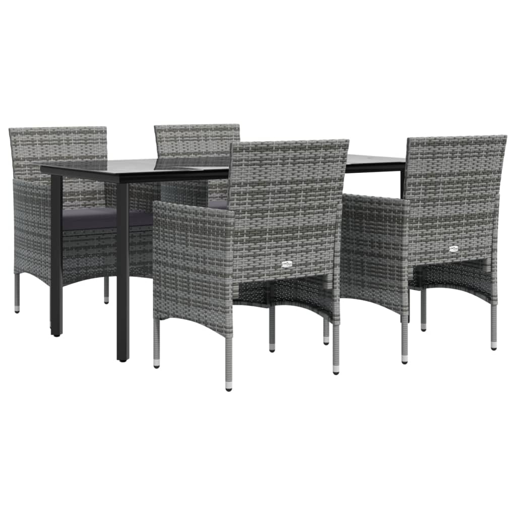 Set da Pranzo da Giardino 5 pz con Cuscini Grigio e Nero 3156604