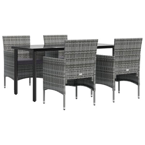 Set da Pranzo da Giardino 5 pz con Cuscini Grigio e Nero 3156604