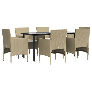 Cuscini per mobili da giardino per sala da pranzo 7 pezzi beige/nero 02_0014622