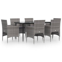 Set da Pranzo da Giardino 7 pz con Cuscini Grigio e Nero 3156621
