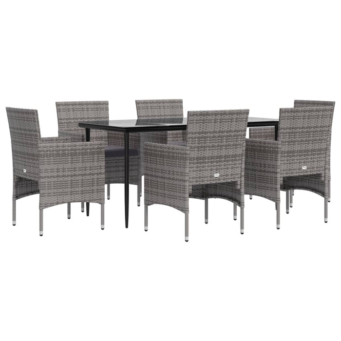 Set da Pranzo da Giardino 7 pz con Cuscini Grigio e Nero 3156621