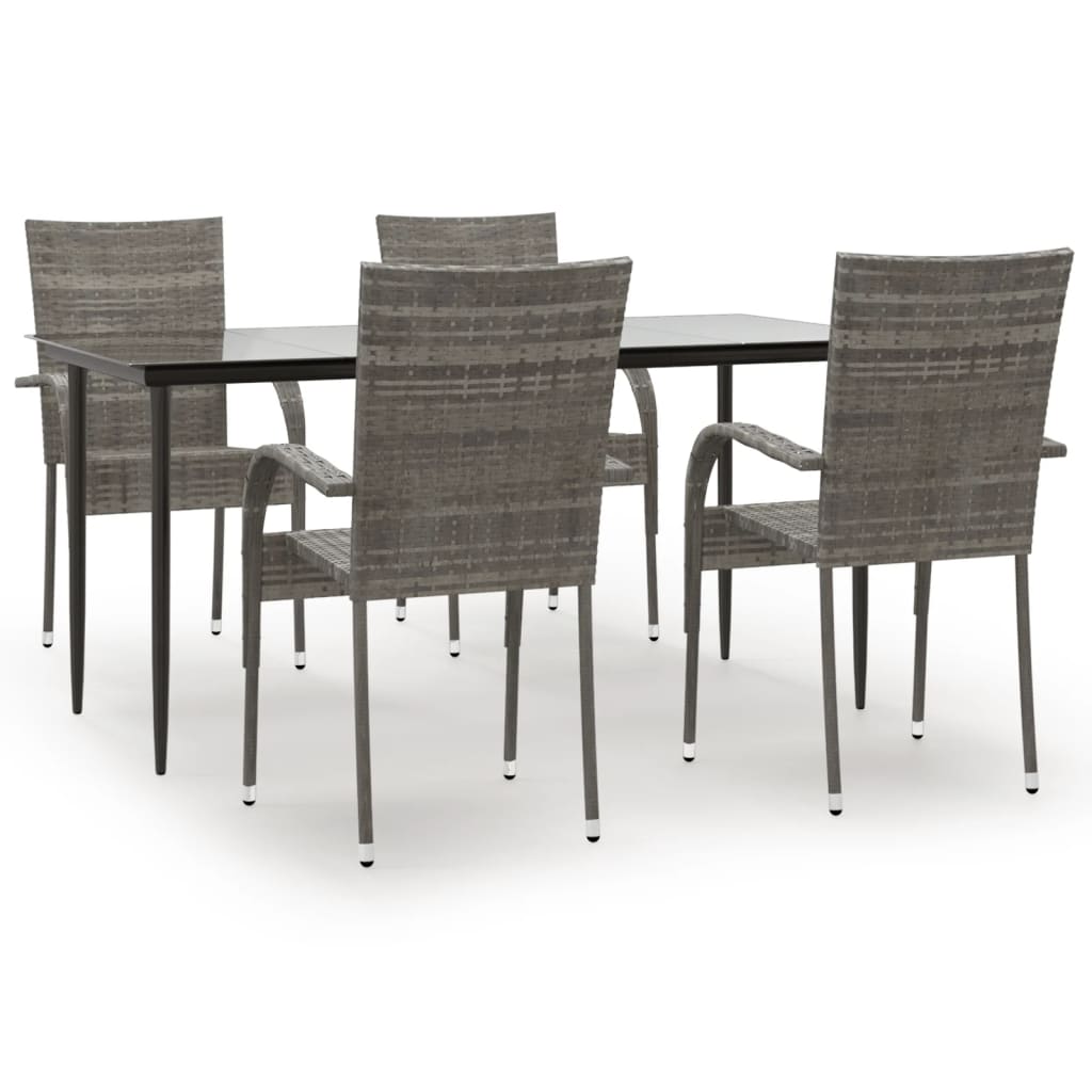 Set da Pranzo da Giardino 5 pz Grigio in Polyrattan 3156676