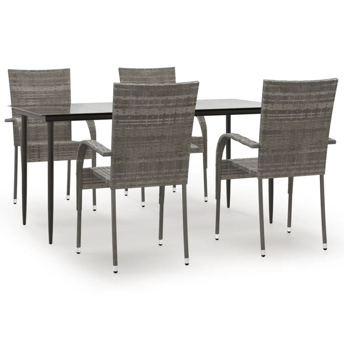 Set da Pranzo da Giardino 5 pz Grigio in Polyrattan 3156676
