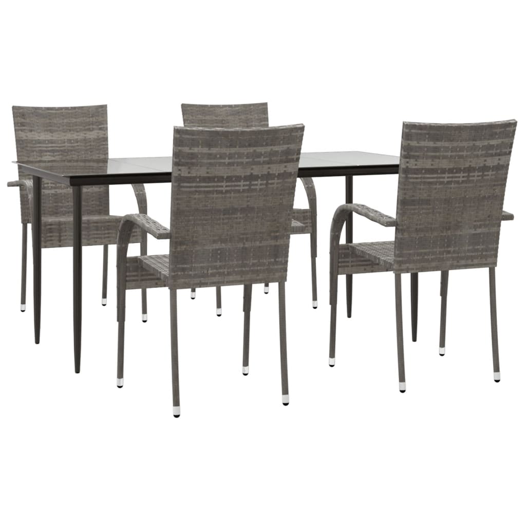 Set da Pranzo da Giardino 5 pz Grigio in Polyrattan 3156676