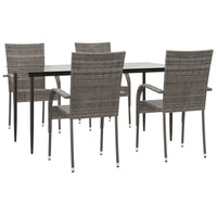 Set da Pranzo da Giardino 5 pz Grigio in Polyrattan 3156676