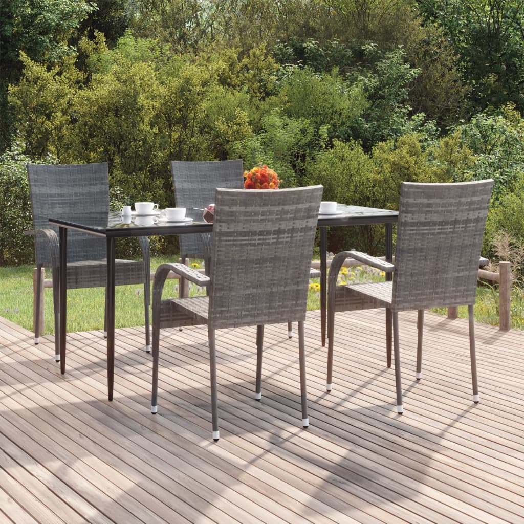 Set da Pranzo da Giardino 5 pz Grigio in Polyrattan 3156676