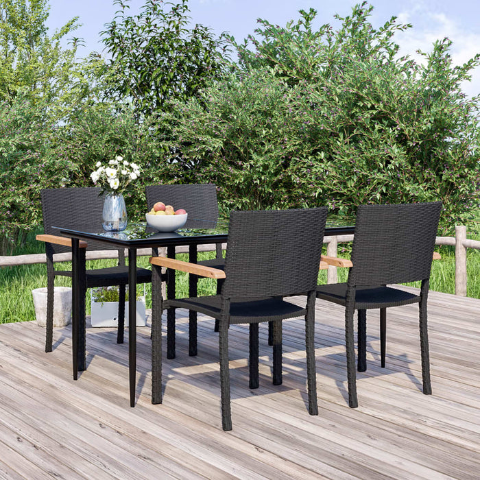 Set da Pranzo da Giardino 5 pz Nero in Polyrattan 3156684