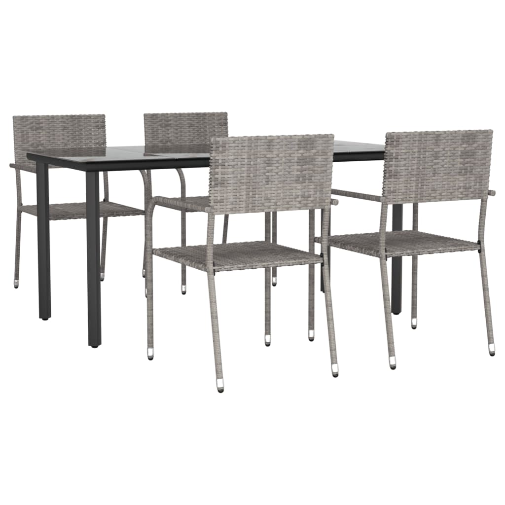 Set da Pranzo da Giardino 5 pz Grigio in Polyrattan 3156754